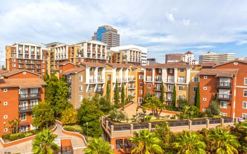 Camden Harbor View apartments in Long Beach, California.